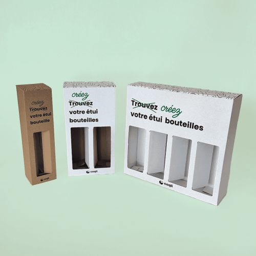 Etui 1 2 3 bouteille à fenêtre sur fond vert
