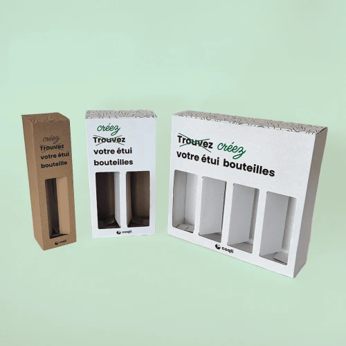 Etui 1 2 3 bouteille à fenêtre sur fond vert