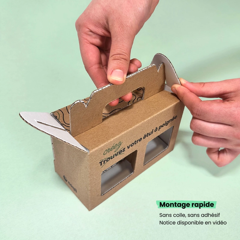 Étui 4 bocaux à fenêtres et poignée