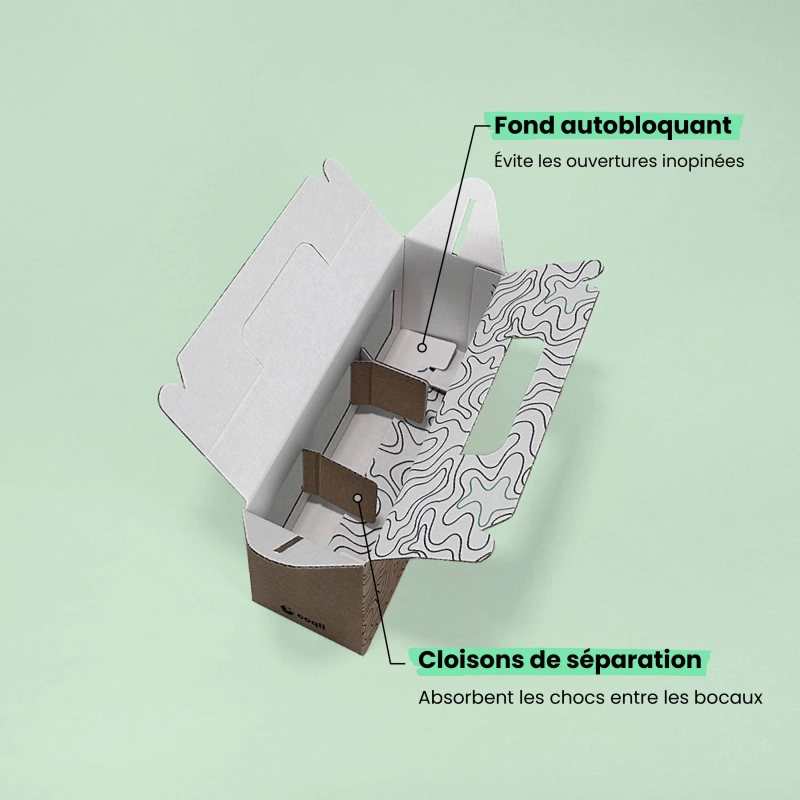 Étui 3 bocaux à fenêtres et poignée