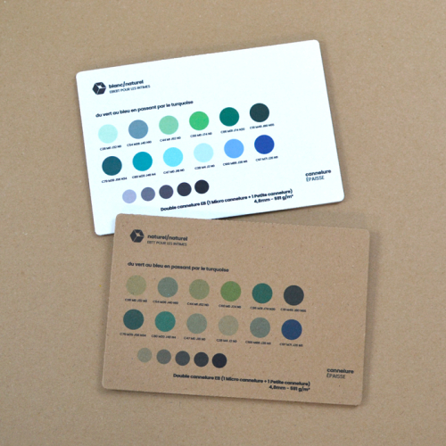 rendu des couleurs nuancier carton kraft brun et kraft blanc