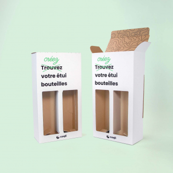 Étui carton avec fenêtres pour 2 bouteilles