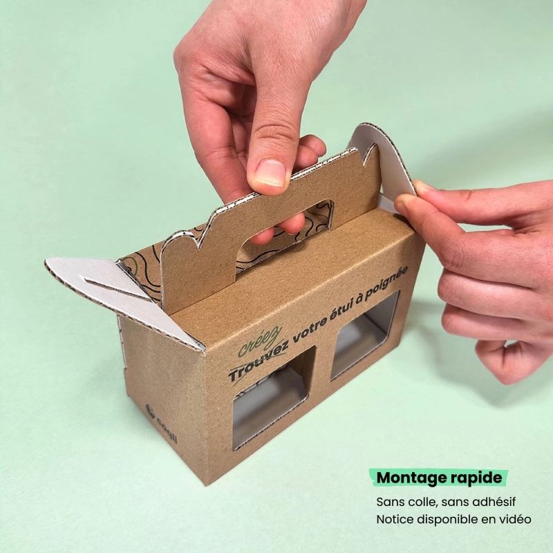 Étui 3 bocaux à fenêtres et poignée