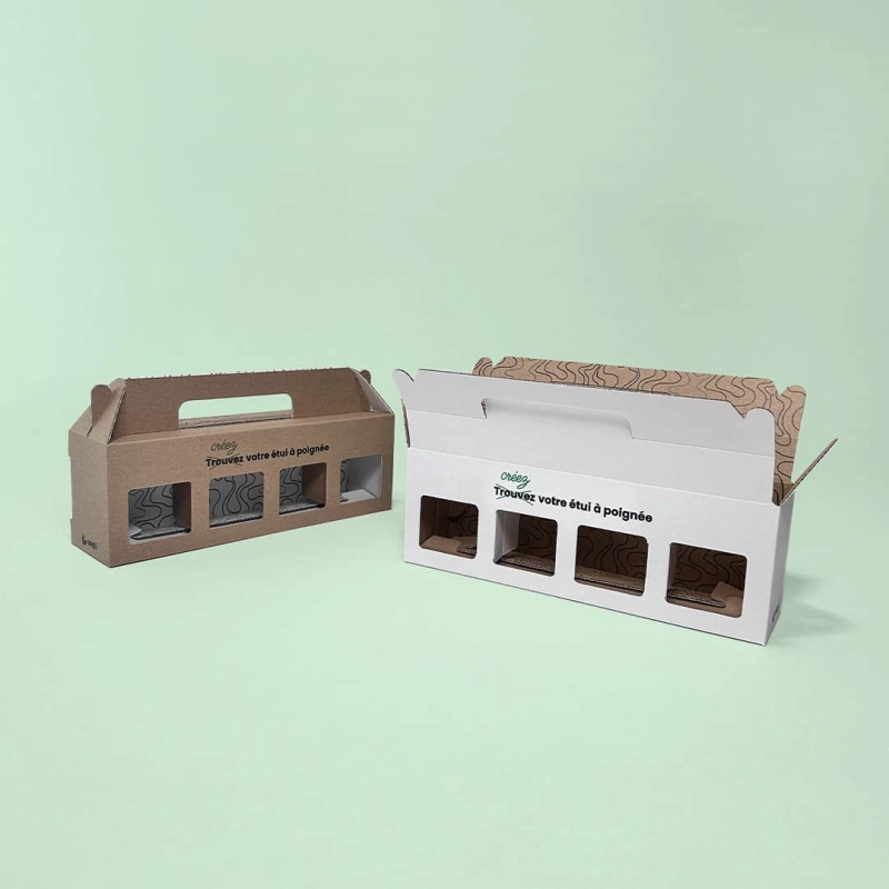 Étui 4 bocaux à fenêtres et poignée