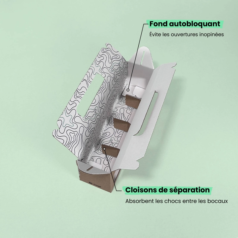 Étui 4 bocaux à fenêtres et poignée
