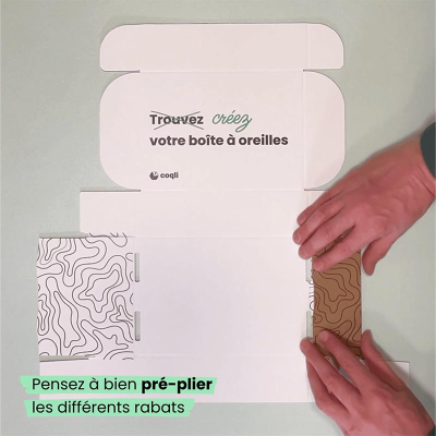 Montage de la boite à oreilles, étape 1, pré-pliage des rabats