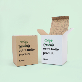 Visuel d'une boîte produit ouverte et fermée