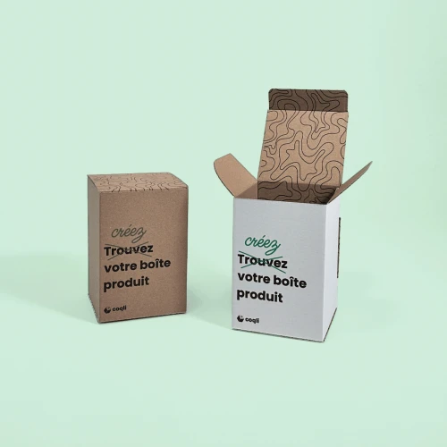 Visuel d'une boîte produit ouverte et fermée