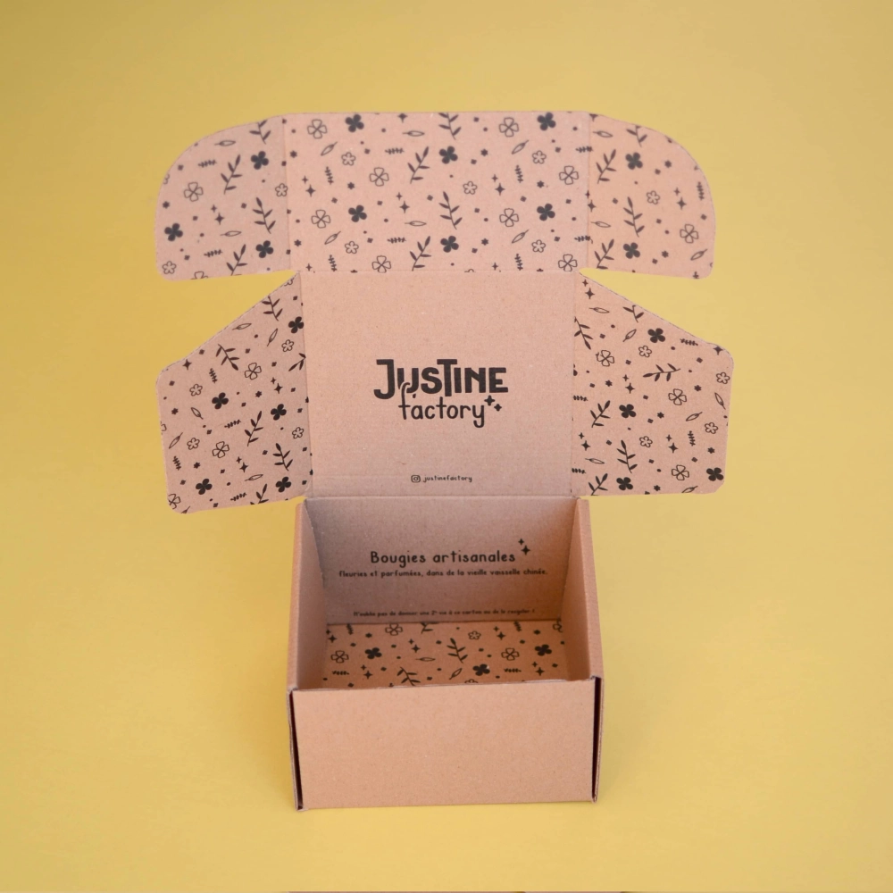 Coffret personnalisé pour les bougies "Justine Factory"