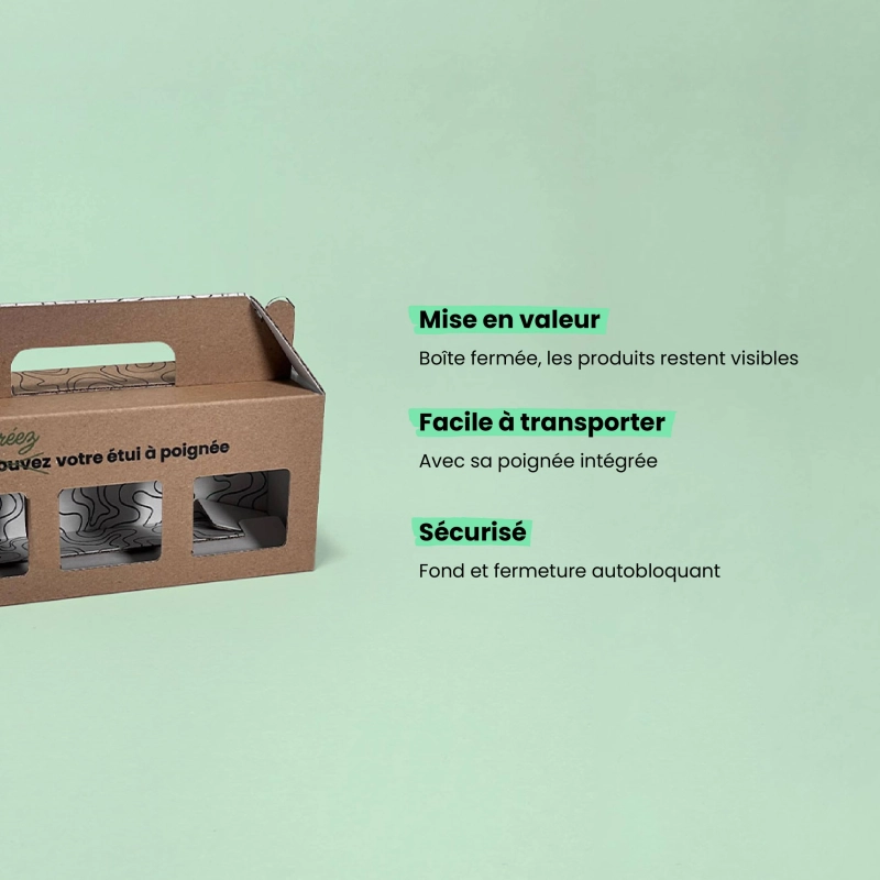 Étui 4 bocaux à fenêtres et poignée