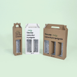étui personnalisable en carton pour bouteille avec fenêtre et poignée de transport