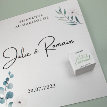 pancarte et mini boîte personnalisée pour mariage