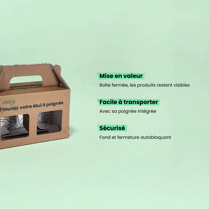 Etui à bocaux à fenêtres et poignée