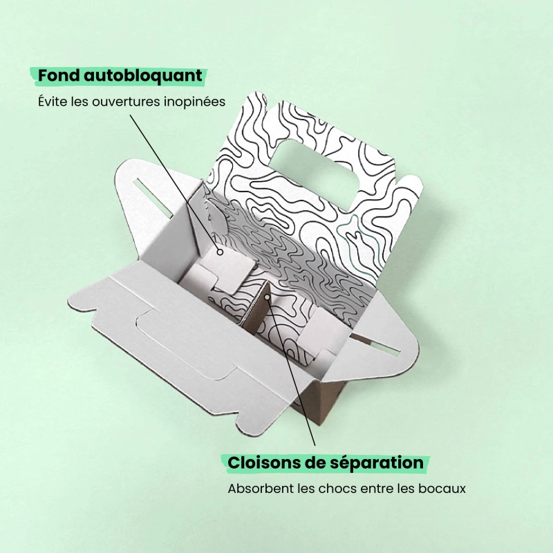 Etui à bocaux à fenêtres et poignée