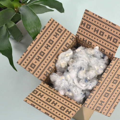 ouate de calage chiné en fibres de textiles recyclées