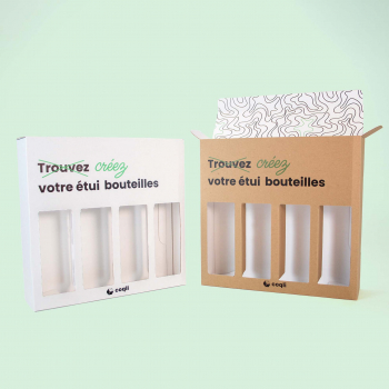 étui en carton à fenêtres pour 4 bouteilles