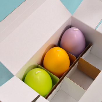 Boîte en carton pour 6 bougies, personnalisée par Stéphanie