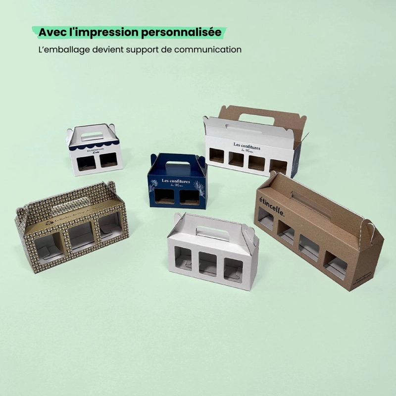 Étui 3 bocaux à fenêtres et poignée